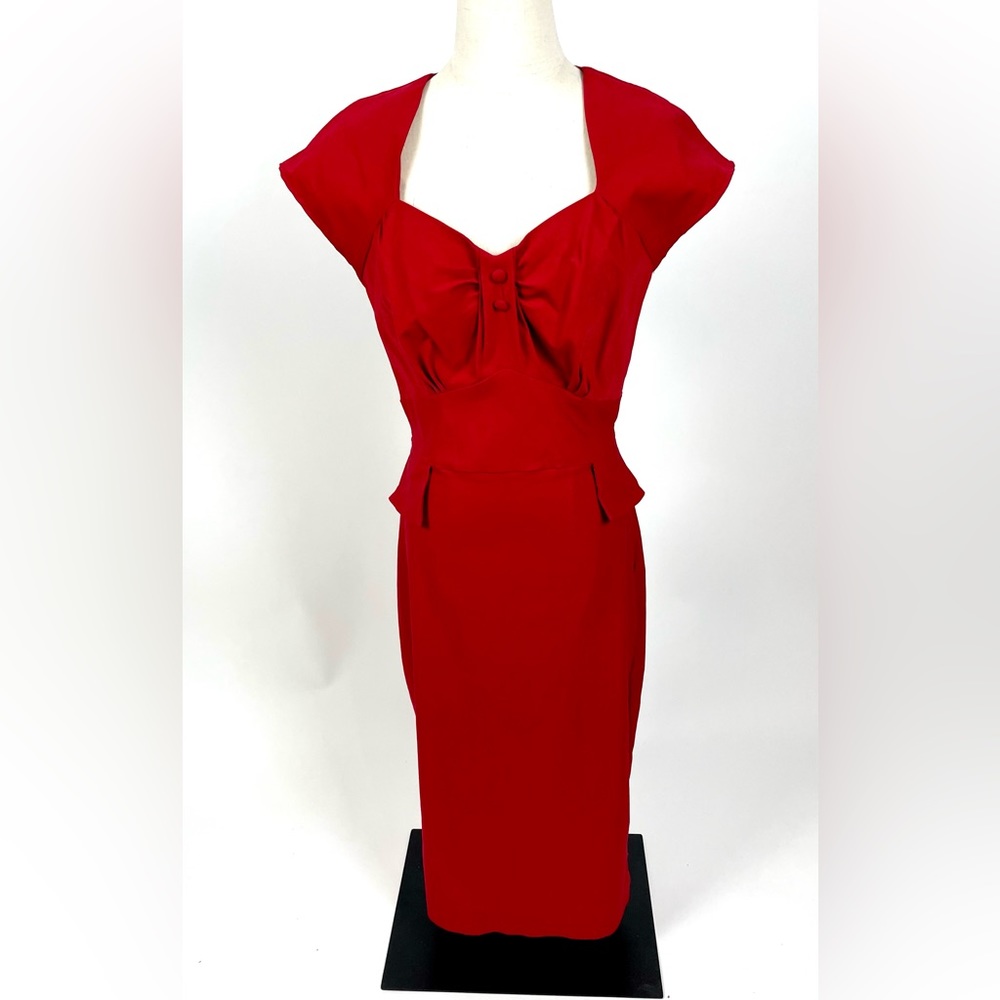 Stop Staring Red Hip Peplum Wiggle Dress Size XL